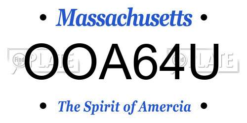 OOA64U Massachusetts License Plate