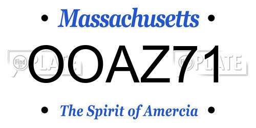 OOAZ71 Massachusetts License Plate