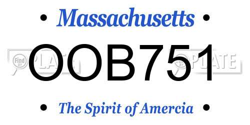 OOB751 Massachusetts License Plate