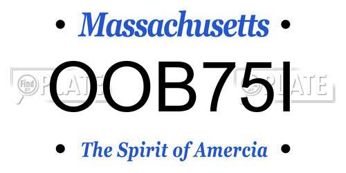 OOB75I Massachusetts License Plate