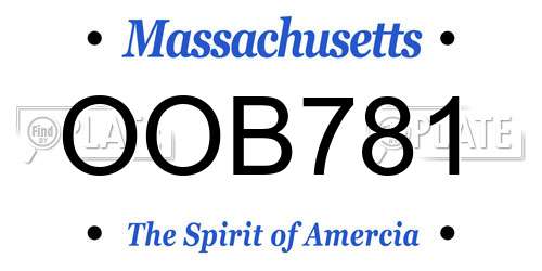OOB781 Massachusetts License Plate