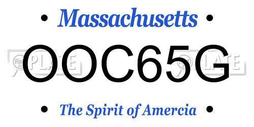 OOC65G Massachusetts License Plate