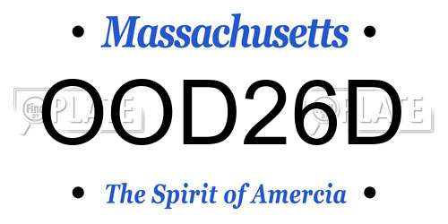 OOD26D Massachusetts License Plate