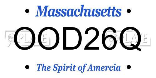 OOD26Q Massachusetts License Plate