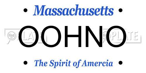 OOHNO Massachusetts License Plate