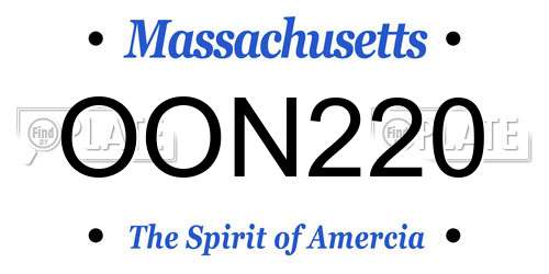 OON220 Massachusetts License Plate