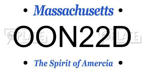 OON22D Massachusetts License Plate