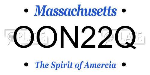 OON22Q Massachusetts License Plate