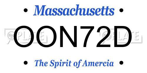OON72D Massachusetts License Plate