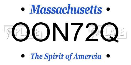 OON72Q Massachusetts License Plate