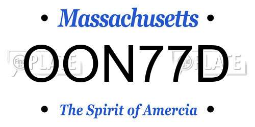 OON77D Massachusetts License Plate