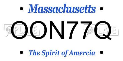 OON77Q Massachusetts License Plate