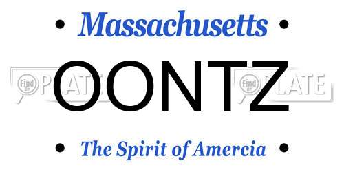OONTZ Massachusetts License Plate