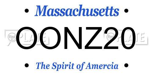 OONZ20 Massachusetts License Plate