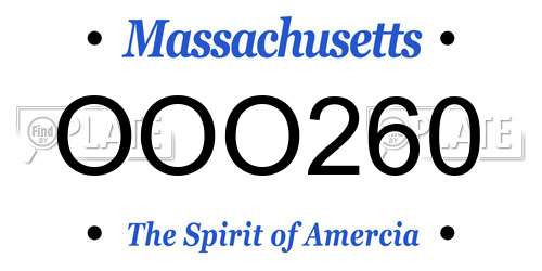 OOO260 Massachusetts License Plate