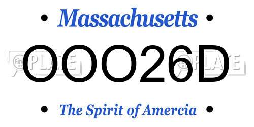 OOO26D Massachusetts License Plate
