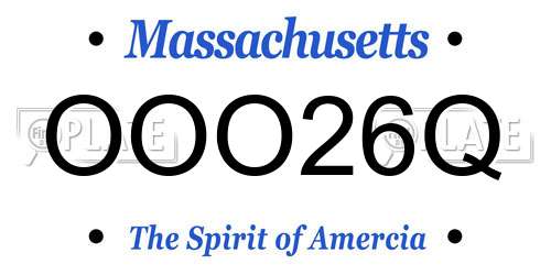 OOO26Q Massachusetts License Plate
