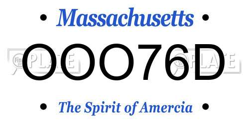 OOO76D Massachusetts License Plate