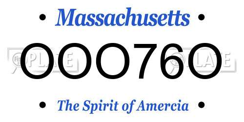 OOO76O Massachusetts License Plate
