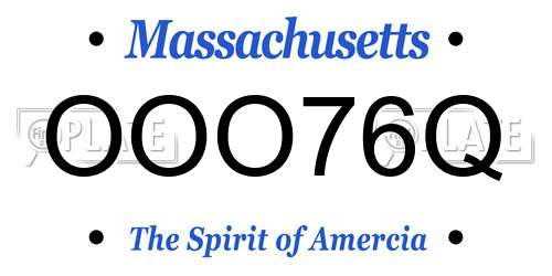 OOO76Q Massachusetts License Plate