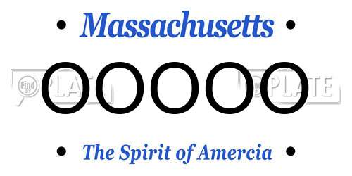 OOOOO Massachusetts License Plate