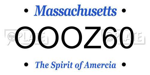 OOOZ60 Massachusetts License Plate