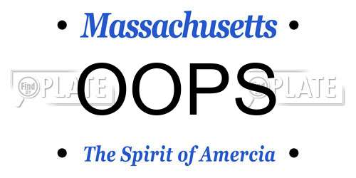 OOPS Massachusetts License Plate