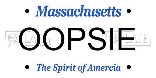 OOPSIE Massachusetts License Plate