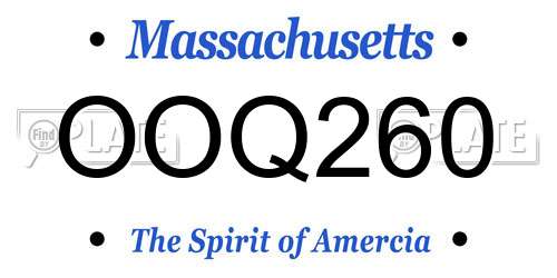 OOQ260 Massachusetts License Plate