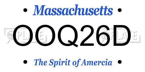 OOQ26D Massachusetts License Plate