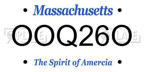 OOQ26O Massachusetts License Plate