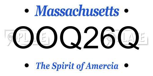 OOQ26Q Massachusetts License Plate
