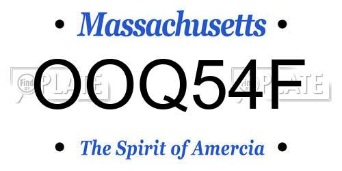 OOQ54F Massachusetts License Plate