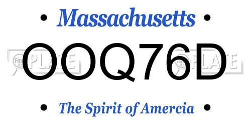 OOQ76D Massachusetts License Plate