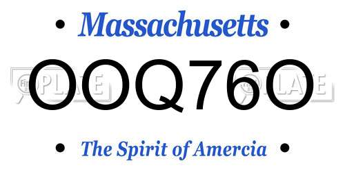 OOQ76O Massachusetts License Plate