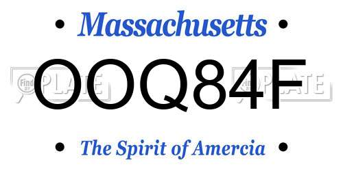 OOQ84F Massachusetts License Plate
