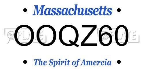 OOQZ60 Massachusetts License Plate
