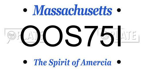 OOS75I Massachusetts License Plate