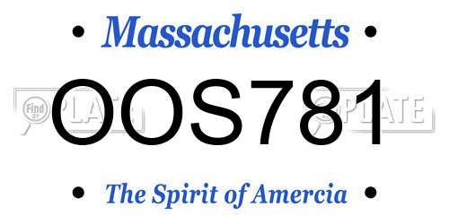 OOS781 Massachusetts License Plate