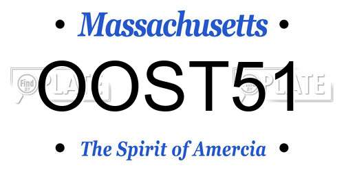 OOST51 Massachusetts License Plate