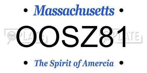 OOSZ81 Massachusetts License Plate
