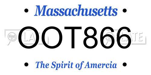 OOT866 Massachusetts License Plate