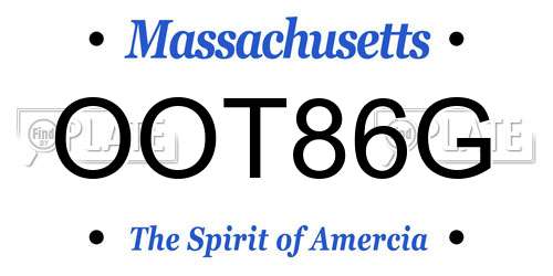 OOT86G Massachusetts License Plate