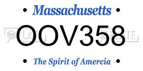 OOV358 Massachusetts License Plate