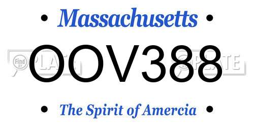OOV388 Massachusetts License Plate