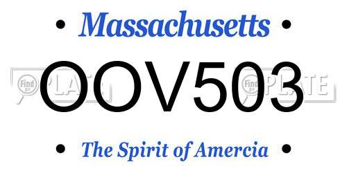 OOV503 Massachusetts License Plate
