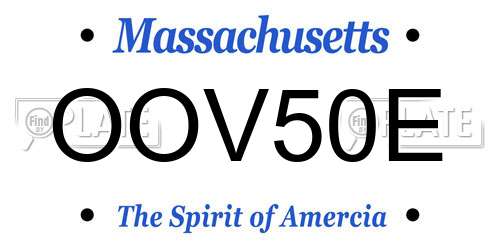 OOV50E Massachusetts License Plate
