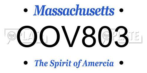 OOV803 Massachusetts License Plate