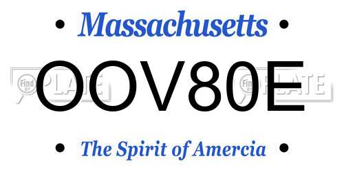 OOV80E Massachusetts License Plate