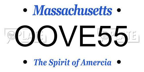 OOVE55 Massachusetts License Plate